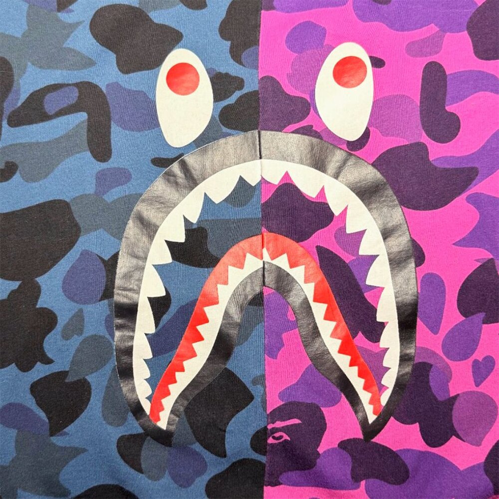 A BATHING APE Split Two Tone Leopard Ape Print Tee - Picture 7 of 9